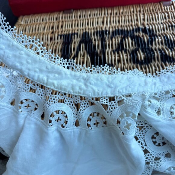 ZIMMERMANN Peggy Embroidered Trim Short Dress Womens 6 White Linen Blend Lace - Picture 7 of 13